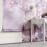 Tapet Zen Oriental cu ciresi infloriti si statueta lui Buddha - CHERRY BLOSSOM BUDDHA