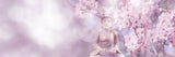 Tapet Zen Oriental cu ciresi infloriti si statueta lui Buddha - CHERRY BLOSSOM BUDDHA