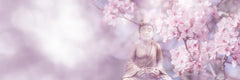 Tapet Zen Oriental cu ciresi infloriti si statueta lui Buddha - CHERRY BLOSSOM BUDDHA