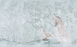 Tapet Zen Oriental cu pauni albi intr-un fundal verde menta - MINTY WHITE PEACOCKS