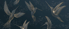 Tapet Zen Oriental cu pasarea colibri in stil abstract - ABSTRACT HUMMING BIRDS
