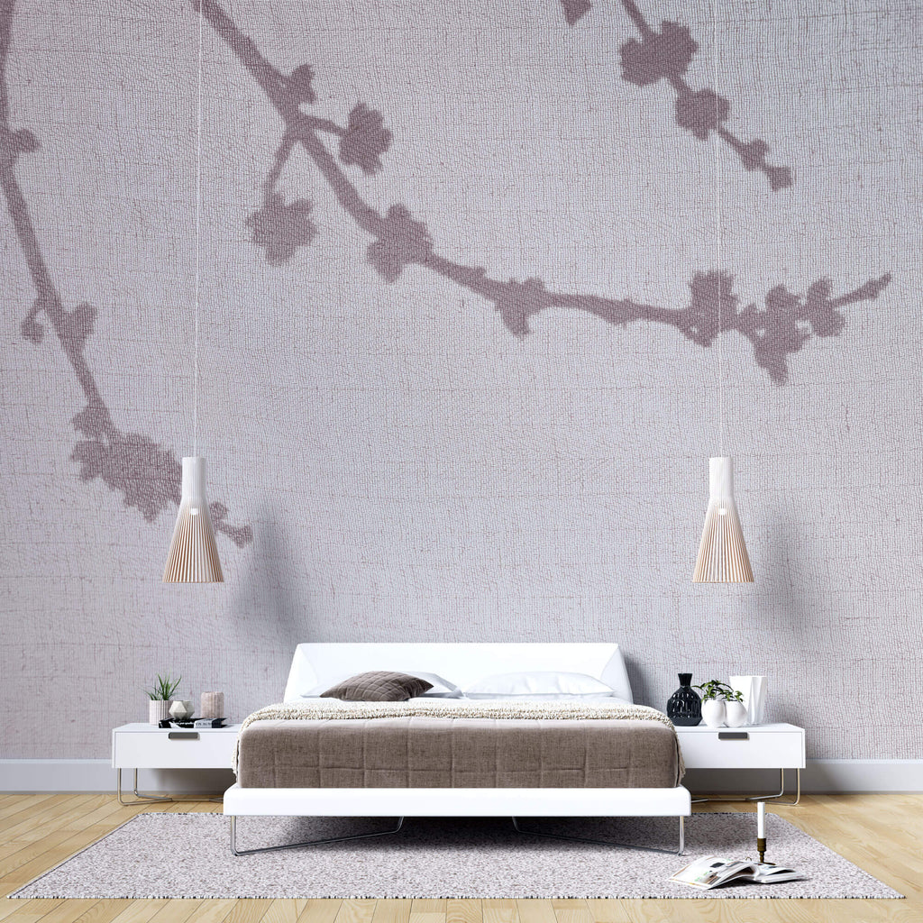 Tapet Zen Oriental cu umbre de cires pe material textil - LINEN SHADOWS