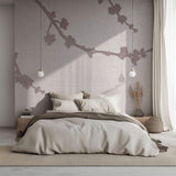 Tapet Zen Oriental cu umbre de cires pe material textil - LINEN SHADOWS