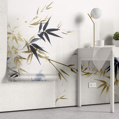 Tapet Zen Oriental cu bambusi albastri si bej - SERENE BAMBOO