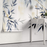 Tapet Zen Oriental cu bambus albastru - GOLD BRANCH BAMBOO