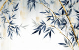 Tapet Zen Oriental cu bambus albastru - GOLD BRANCH BAMBOO