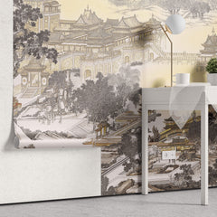 Tapet Zen Oriental cu asezare chinezeasca traditionala - CHINESE ANCIENT VILLAGE