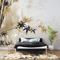 Tapet Zen Oriental cu bambus auriu - FALL BAMBOO