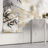 Tapet Zen Oriental cu bambus pictat cu insertii aurii - ARTSY BAMBOO