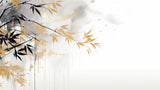 Tapet Zen Oriental cu bambus pictat cu insertii aurii - ARTSY BAMBOO