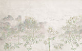 Tapet Zen Oriental cu bambus verde pe fundal texturat crem - ZEN PLASTER WALL