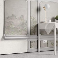 Tapet Zen Oriental cu rame decorative si vedetatie de bambus - BAMBOO BOISERIE