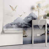 Tapet Zen Oriental cu munti si lac calm - GOLDEN TRANQUILITY
