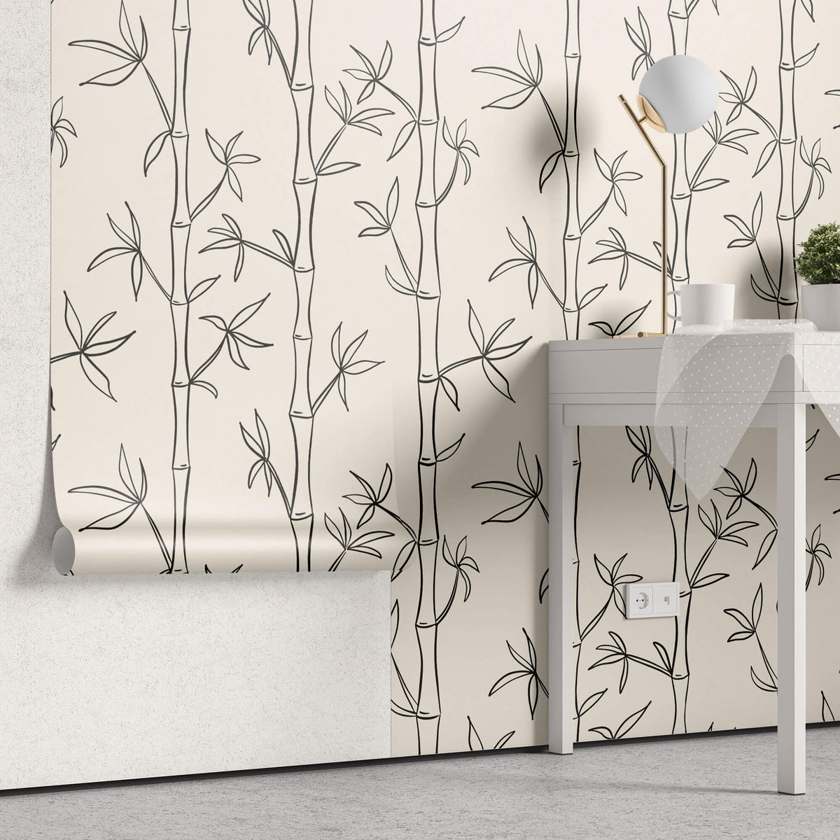 Tapet Zen Oriental cu model minimalist de bambus - MINIMALIST BAMBOO