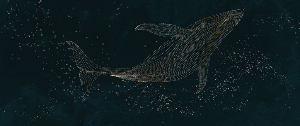 Tapet Zen Oriental cu balena asiatica intr-o ilustratie abstracta - ASIAN NIGHT WHALE