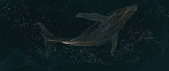 Tapet Zen Oriental cu balena asiatica intr-o ilustratie abstracta - ASIAN NIGHT WHALE
