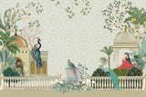 Tapet Zen Oriental cu templu indian cu pauni si fantana de apa - MUGHAL PEACE GARDEN