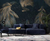 Tapet Zen Oriental cu pesti aurii asiatici ilustrati in stil abstract - ORIENTAL GOLD FISH
