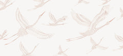 Tapet Zen Oriental cu egrete ilustrate - FLYING CRANES PATERN
