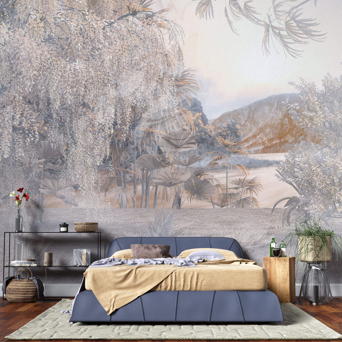 Tapet Zen Oriental cu padure in nuante abstracte - ETHEREAL DAWN