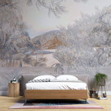 Tapet Zen Oriental cu padure in nuante abstracte - ETHEREAL DAWN