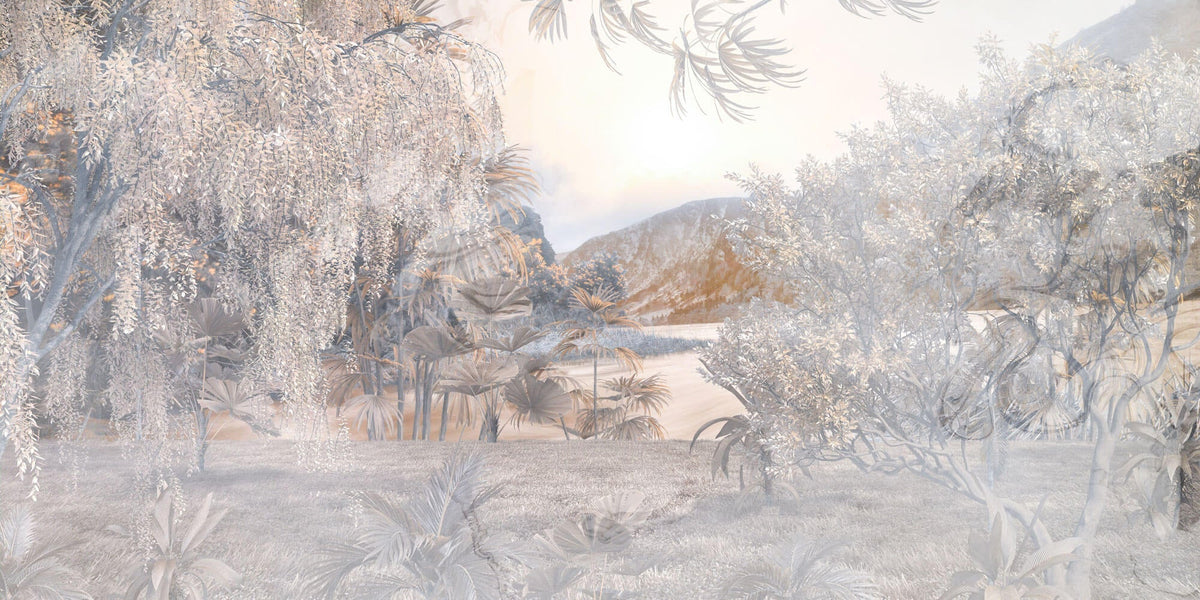 Tapet Zen Oriental cu padure in nuante abstracte - ETHEREAL DAWN