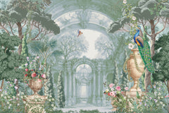 Tapet Zen Oriental cu ruine victoriene si vegetatie densa - PEACOCK'S PAVILION