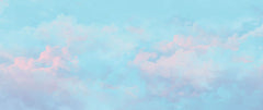 Tapet Zen Oriental cu nori rozalii pe cer albastru - PASTEL DREAMSCAPE