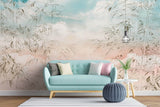 Tapet Zen Oriental cu bambusi abstracti pe un fundal rozaliu - PASTEL BAMBOO