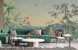 Tapet Zen Oriental cu peisaj montan si vegetatie inflorita - ZEN SUNSET VIEW