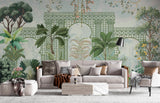 Tapet Zen Oriental cu spalier verde oriental si vegetatie densa exotica - VERDANT OASIS