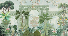 Tapet Zen Oriental cu spalier verde oriental si vegetatie densa exotica - VERDANT OASIS