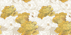 Tapet Japandi cu bujori albi si aurii infloriti si motive japoneze - IMPERIAL GOLD PEONY
