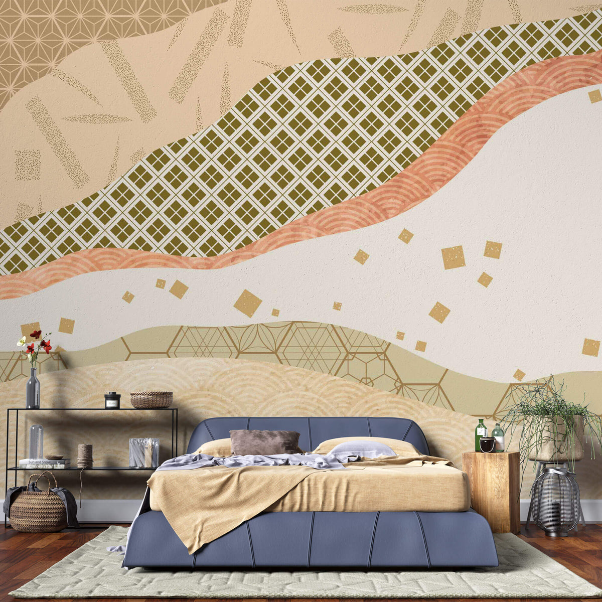 Tapet Japandi cu structuri abstracte cu motive japoneze intr-un design specific japandi - JAPANDI MIXED TEXTURE