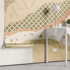 Tapet Japandi cu structuri abstracte cu motive japoneze intr-un design specific japandi - JAPANDI MIXED TEXTURE