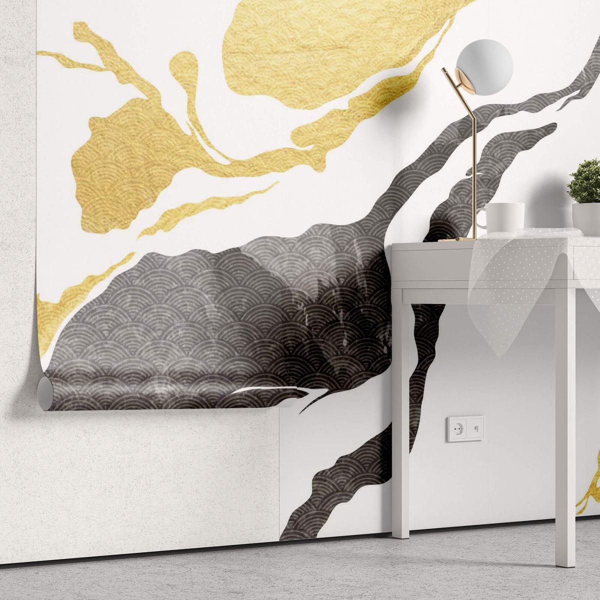 Tapet Japandi cu model abstract cu texturi japoneze in stil seigaiha - ABSTRACT GOLD TEXTURE