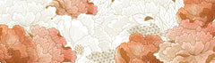 Tapet Japandi cu bujori albi si rozalii si insertii de motive japoneze - PEACHY PEONY BLOSSOM