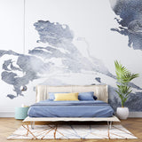 Tapet Japandi cu nori abstracti si texturi japoneze in stil seigaiha - CLOUDY SEIGAIHA