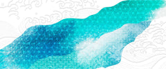 Tapet Japandi cu texturi abstracte in nuante turcoaz cu motive seigaiha - JAPAN BACKGROUND WATERS