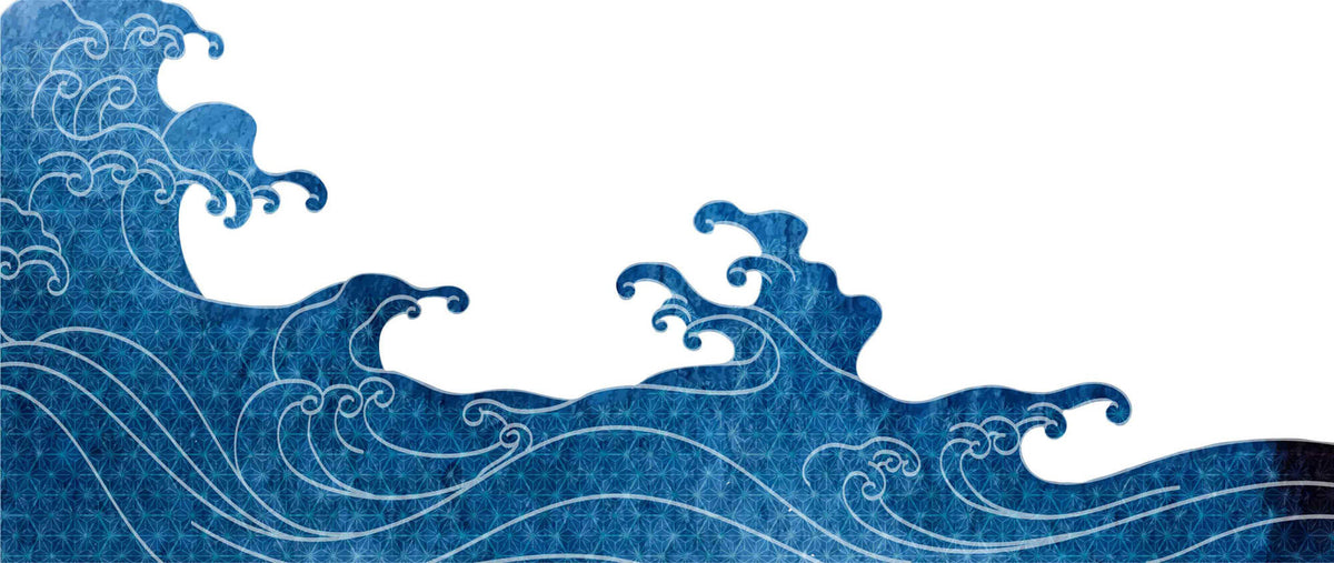 Tapet Japandi cu valuri agitate abstracte cu motive seigaiha - STORMY WATERS