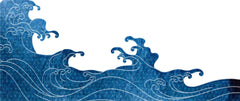 Tapet Japandi cu valuri agitate abstracte cu motive seigaiha - STORMY WATERS