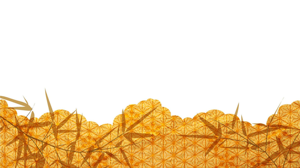 Tapet Japandi cu ilustratie abstracta in stil japonez si frunze de bambus - AMBER BAMBOO