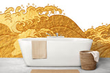 Tapet Japandi cu valuri inalte aurii -  LIQUID GOLD WAVES
