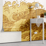 Tapet Japandi cu valuri inalte aurii -  LIQUID GOLD WAVES