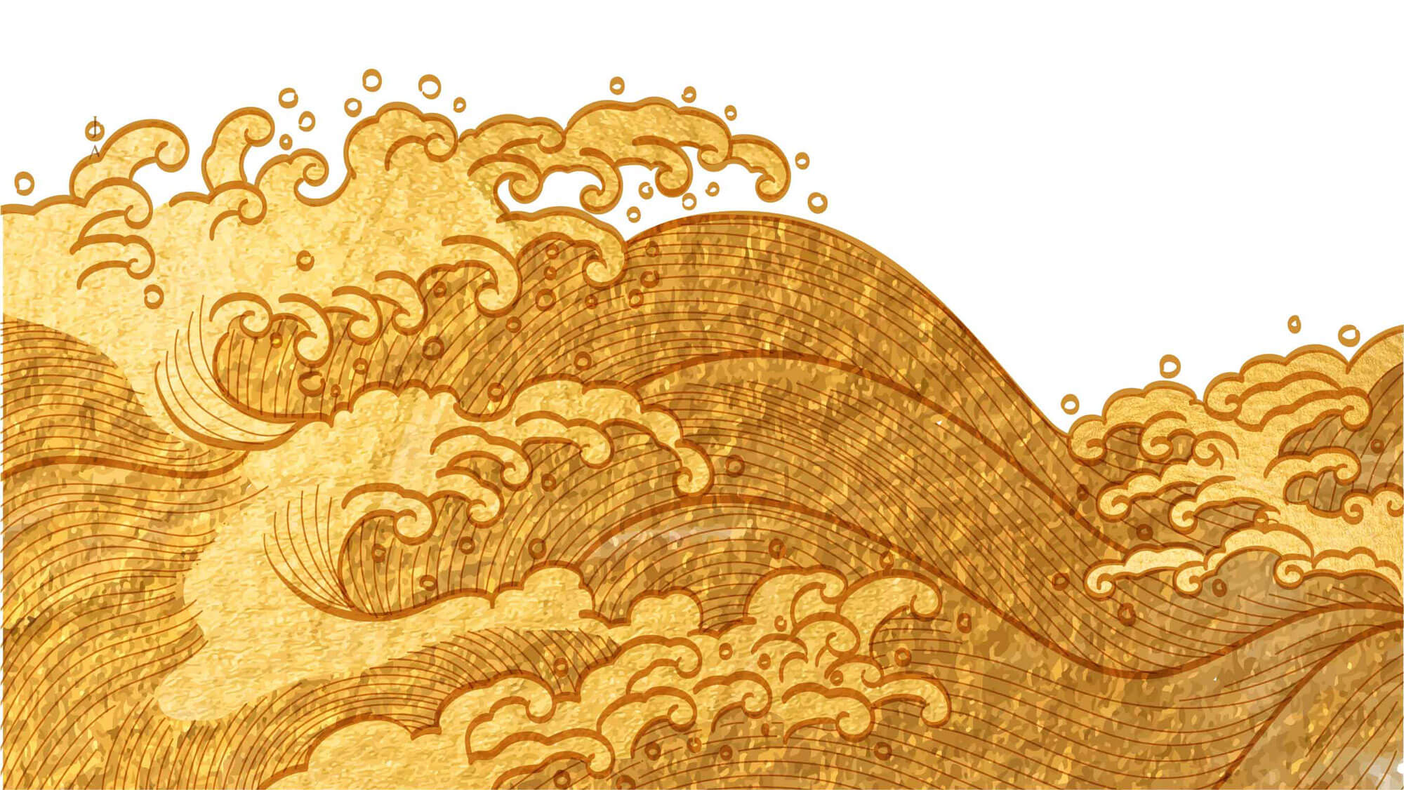 Tapet Japandi cu valuri inalte aurii -  LIQUID GOLD WAVES
