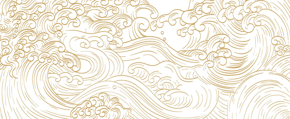 Tapet Japandi cu valuri agitate abstracte - BUBBLE WHITE WAVES