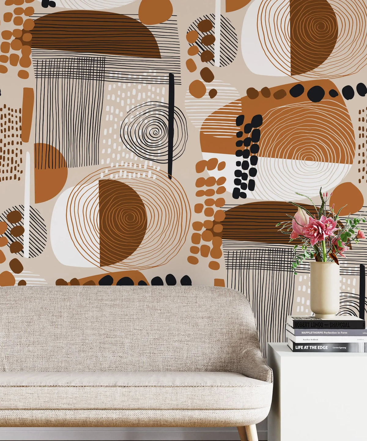 Tapet personalizat bohemiam cu model abstract in nuante maronii bohemiam pattern