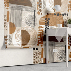 Tapet personalizat bohemiam cu model abstract in nuante maronii bohemiam pattern