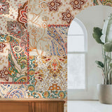 Tapet personalizat bohemiam cu un colaj de modele de tesatura in stil boho boho fabric
