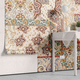 Tapet personalizat bohemiam cu un colaj de modele de tesatura in stil boho boho fabric